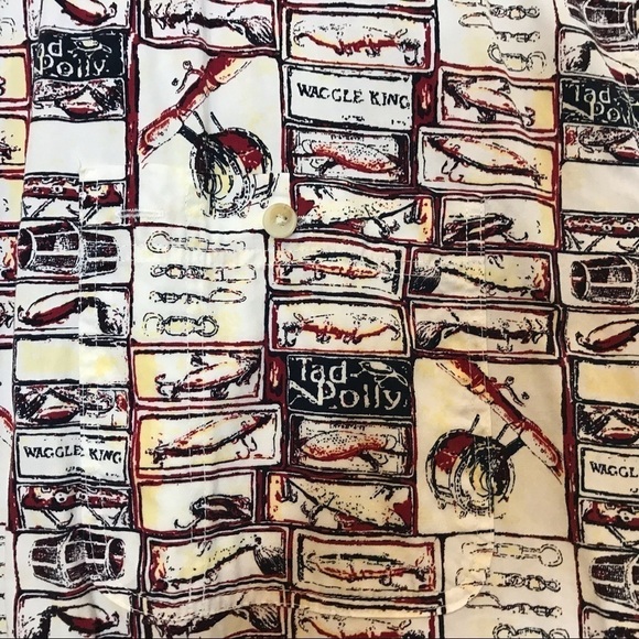 Ivy Crew Explorer Mens Size XL Button Front Shirt Graphic Fish Print 100% Cotton - Picture 4 of 9